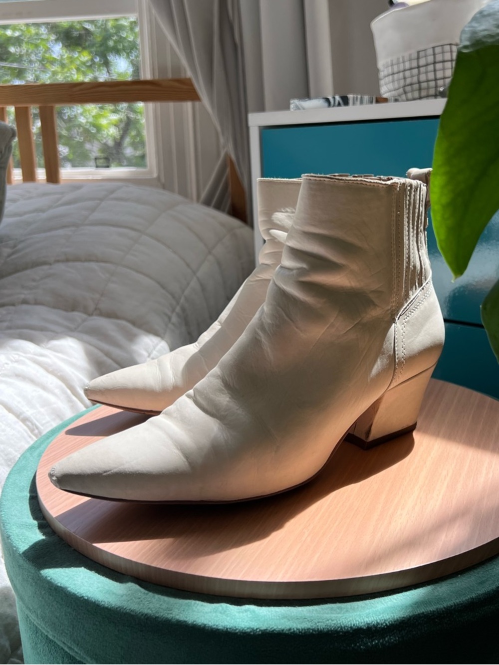 Franco Sarto Leather Pointed-Toe Ankle Boots
